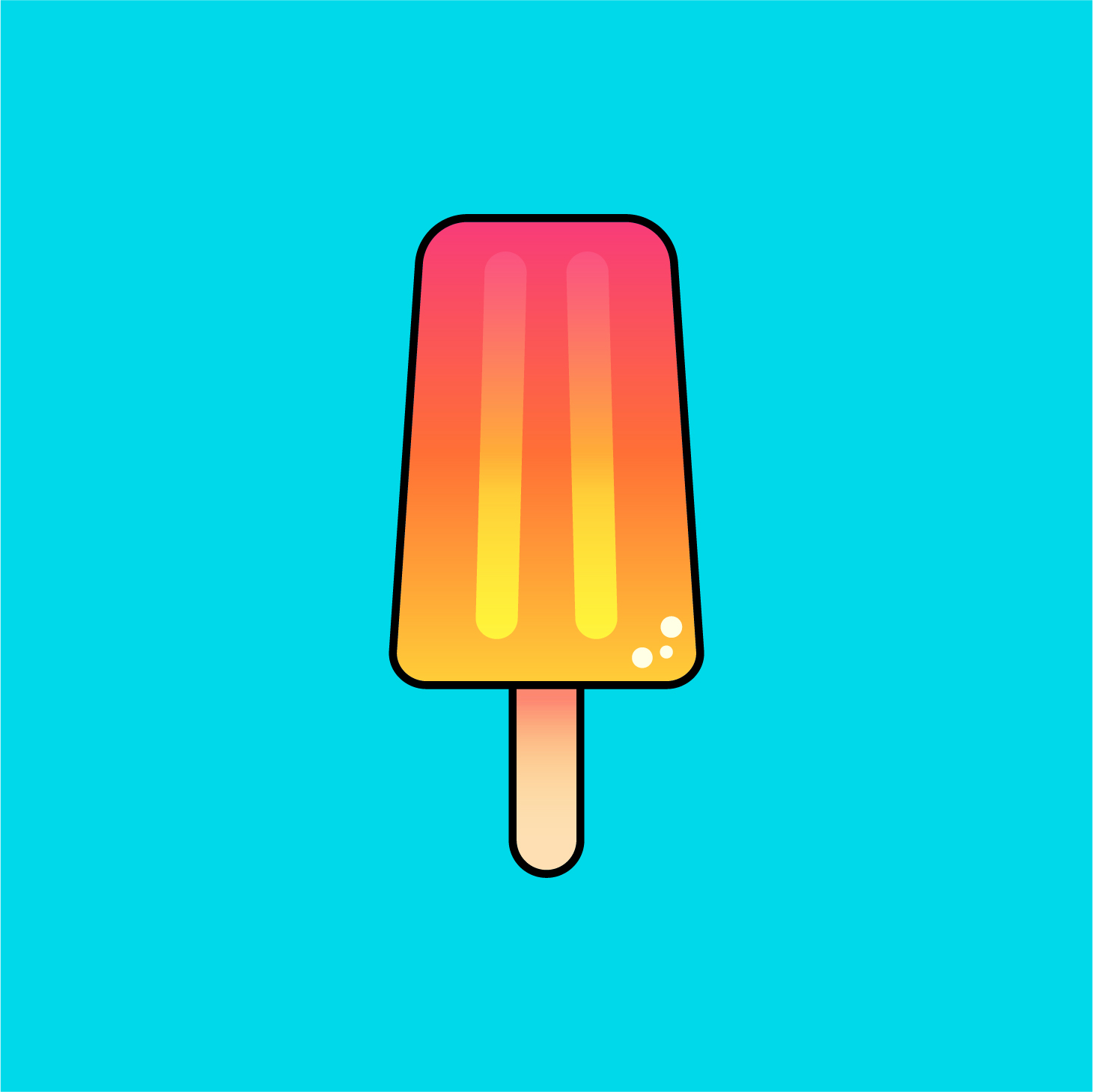 Vector icon of an orange popsicle on a blue-green background.