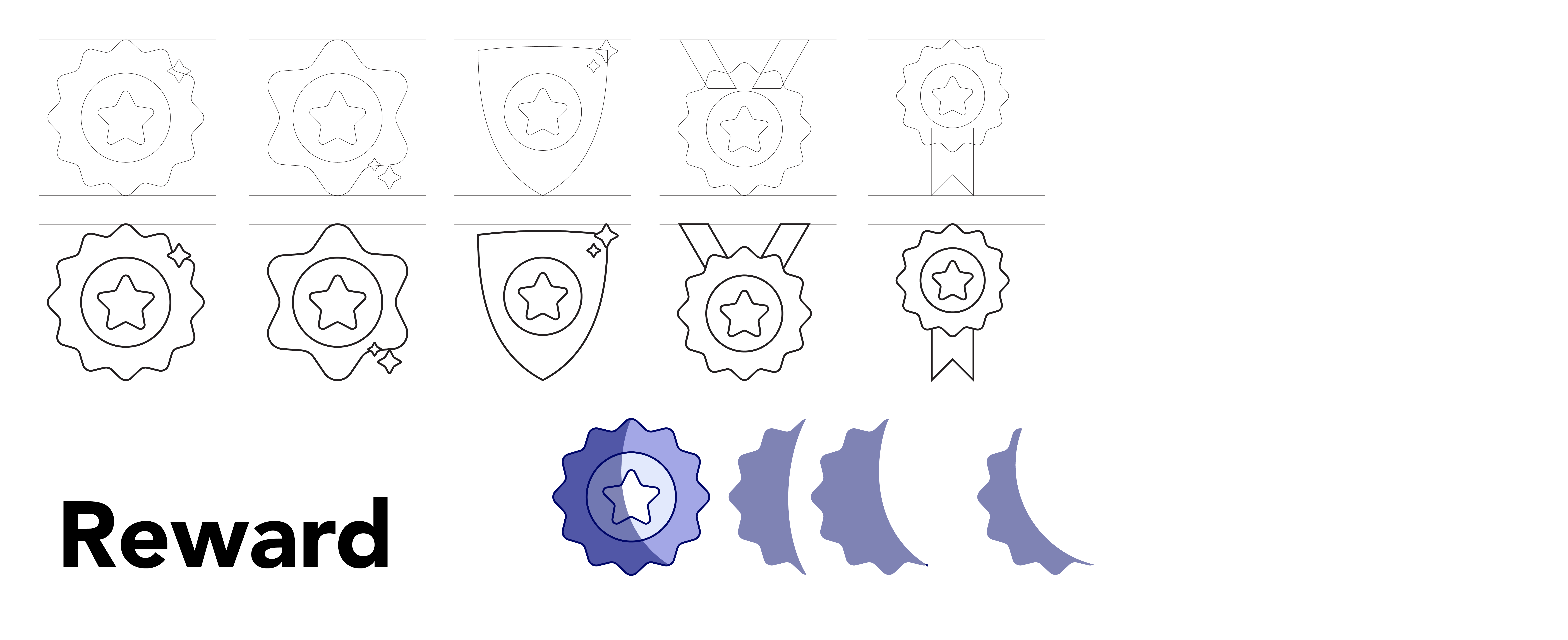 Screenshot of the design process for the icon “Reward”.