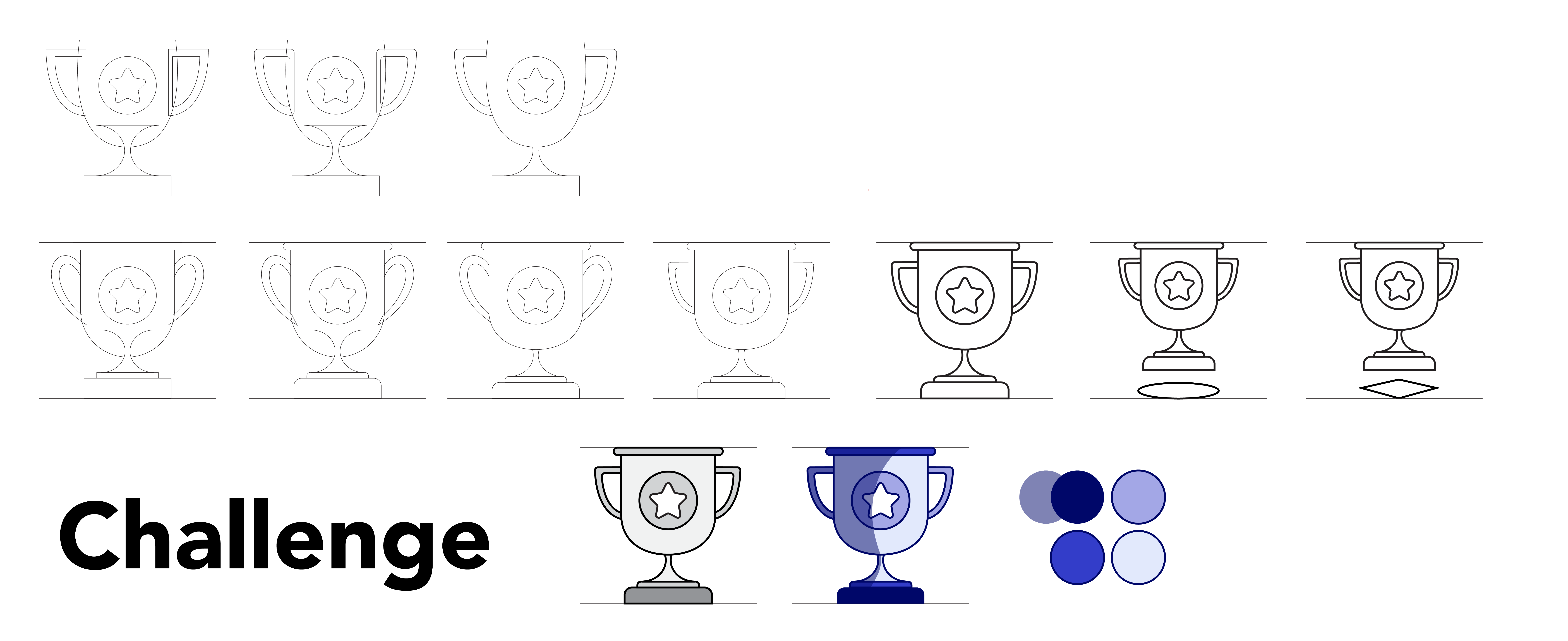 Screenshot of the design process for the icon “Challenge”.