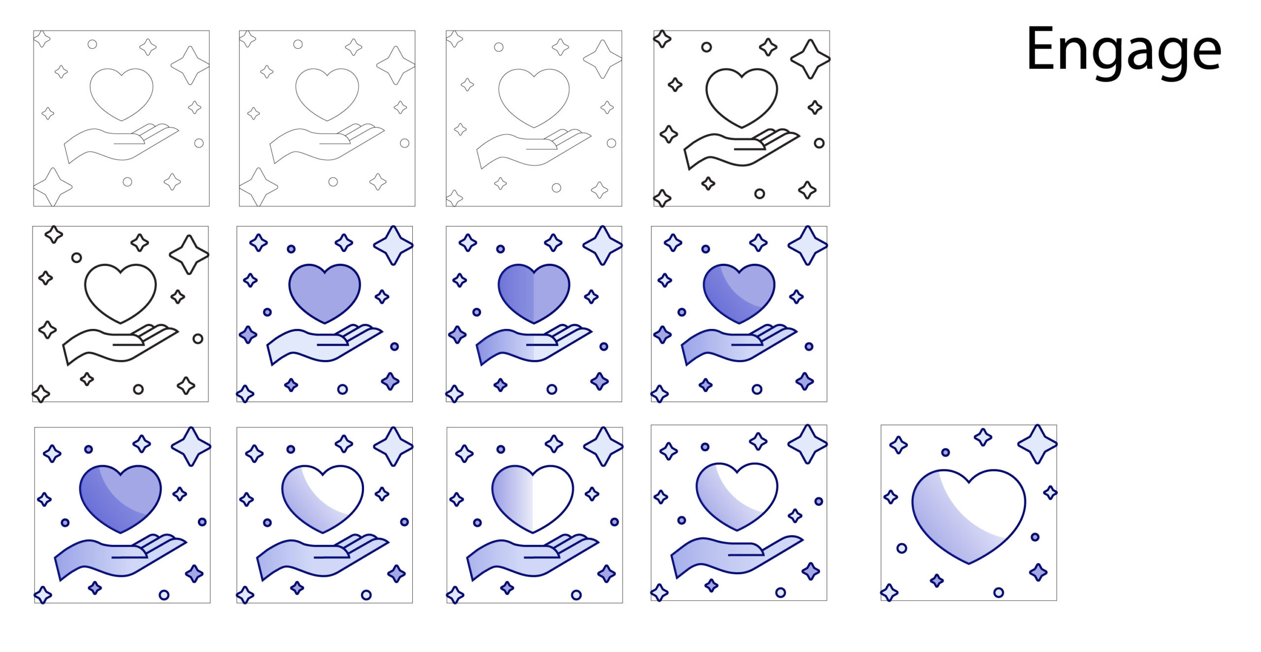 Screenshot of the design process for the icon “Engage”.