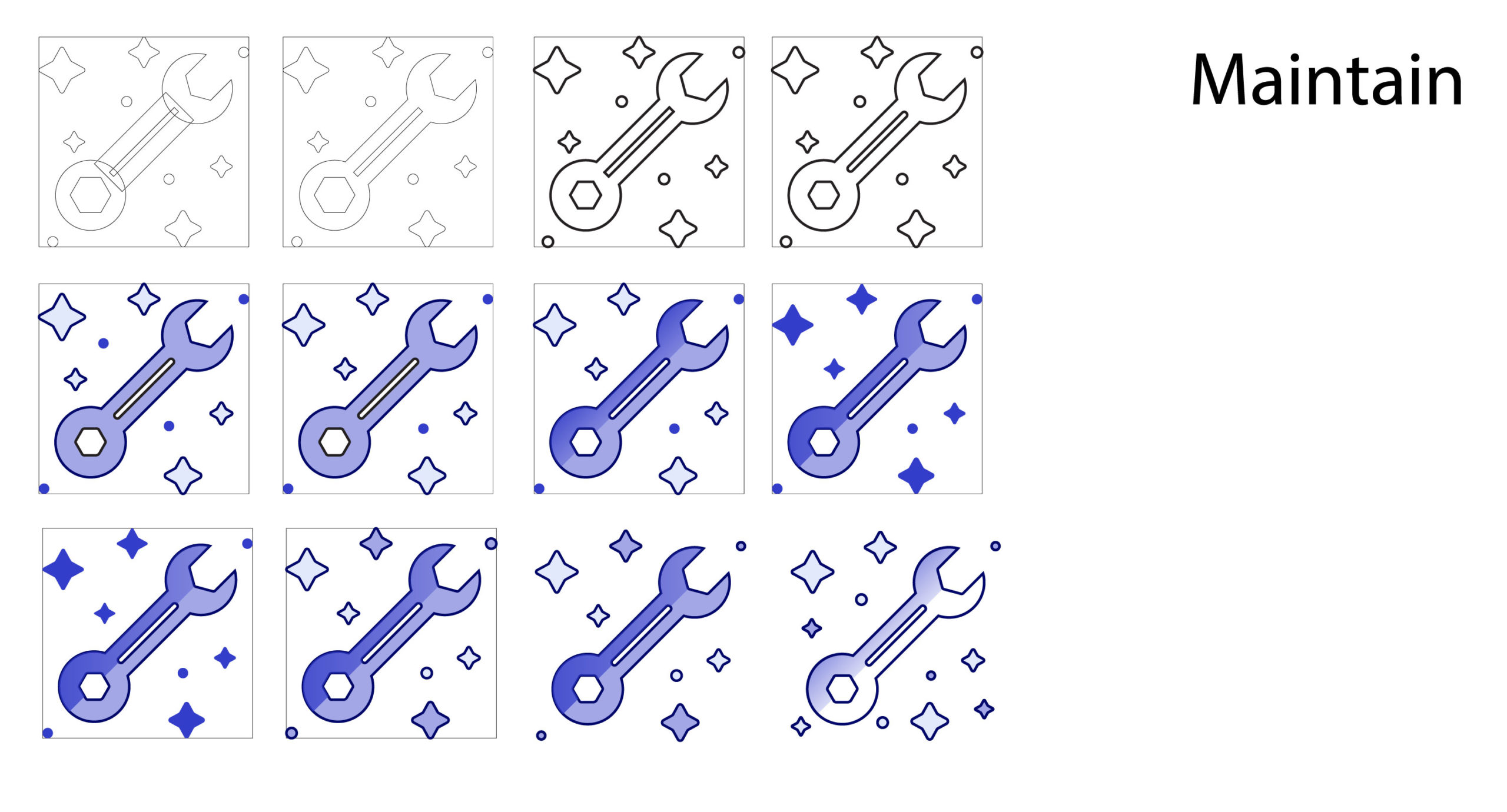 Screenshot of the design process for the icon “Maintain”.