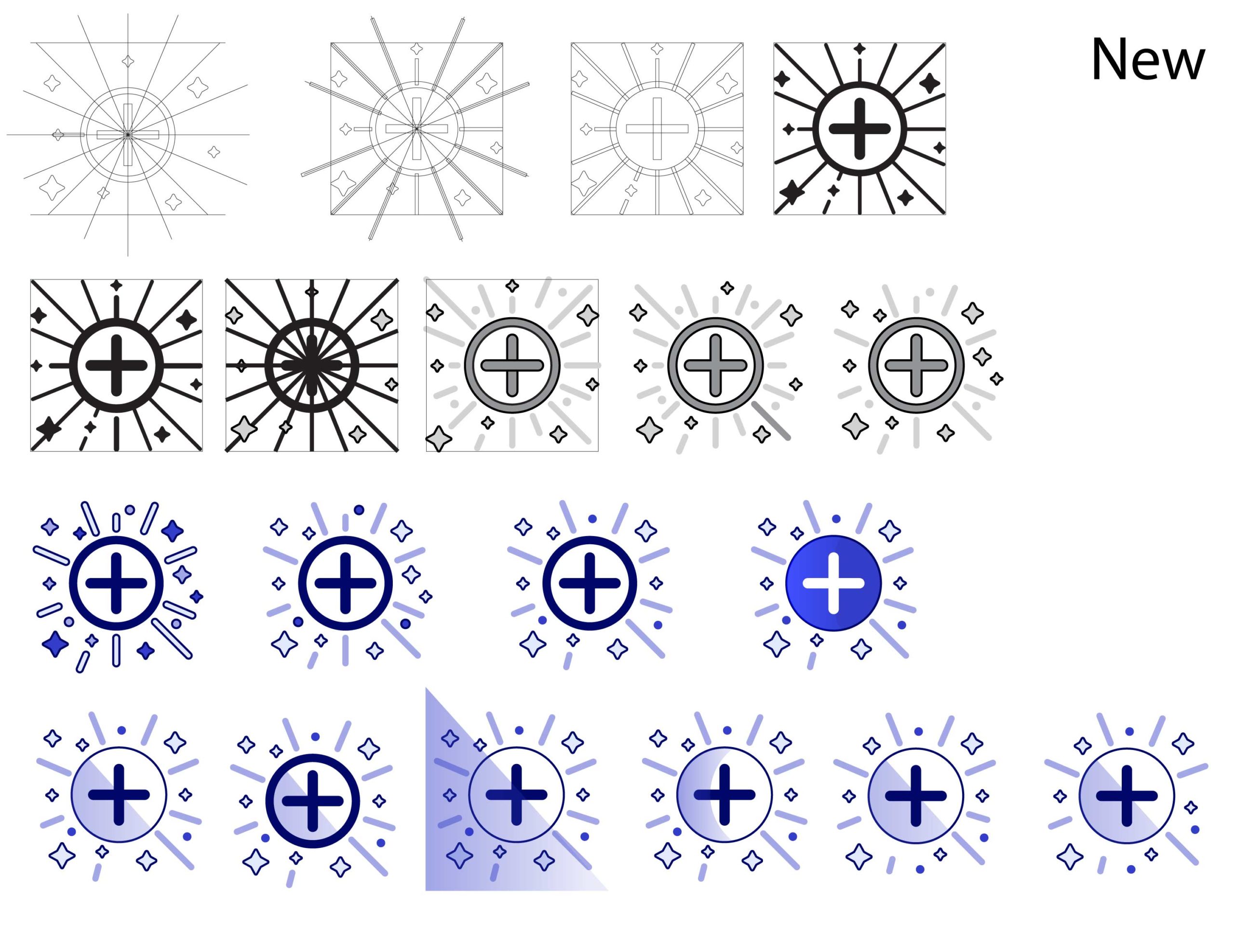 Screenshot of the design process for the icon “New”.
