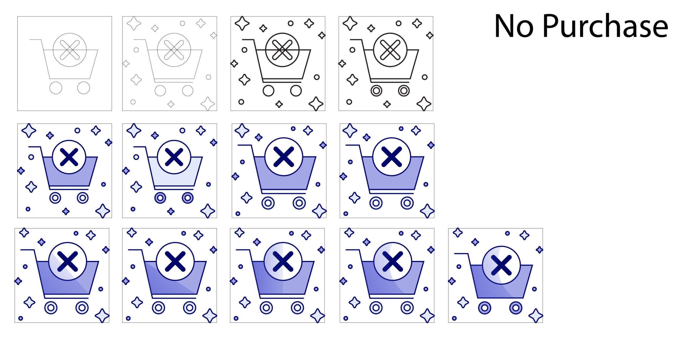 Screenshot of the design process for the icon “No purchase”.