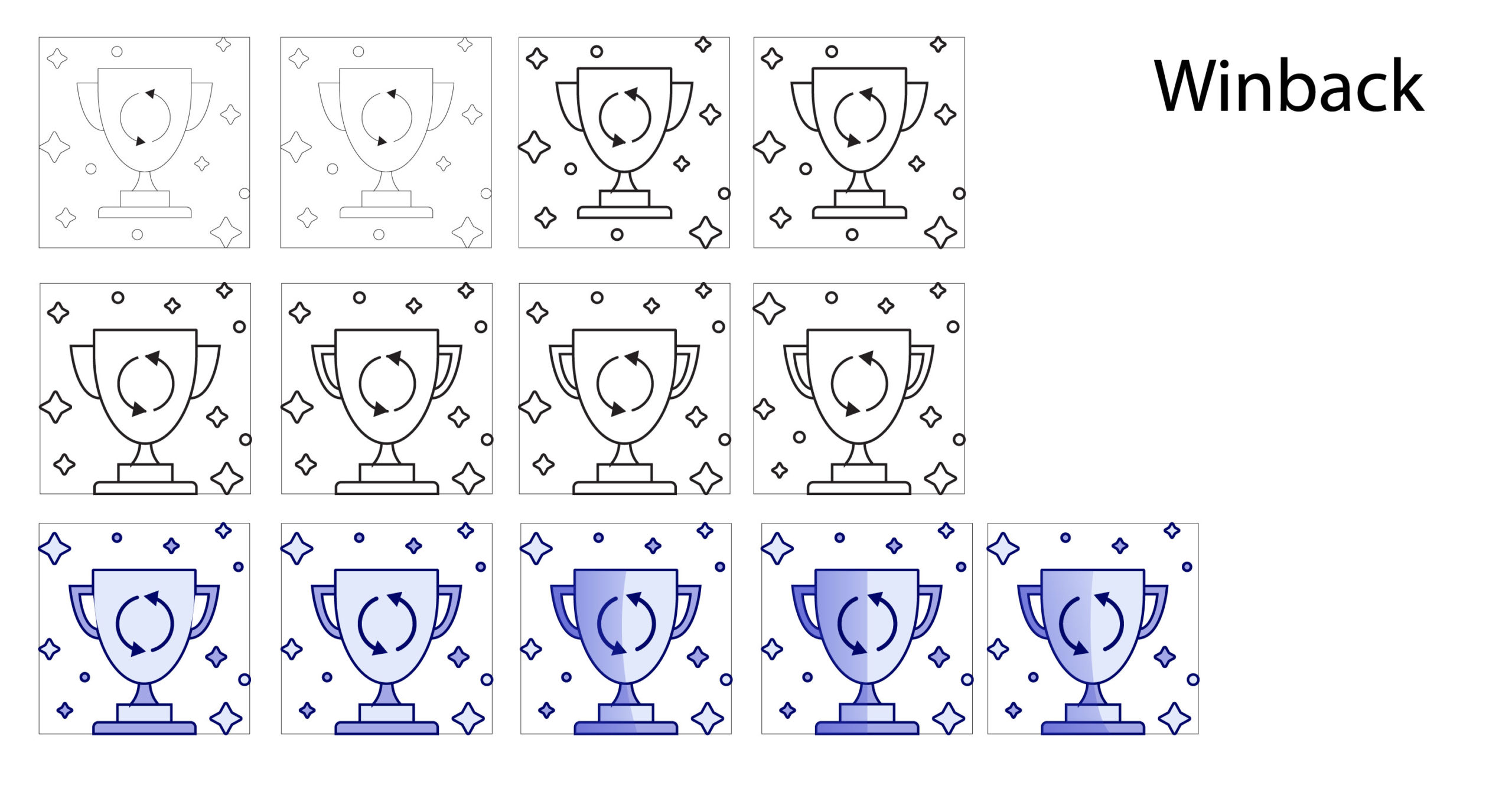 Screenshot of the design process for the icon “Winback”.